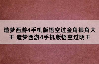 造梦西游4手机版悟空过金角银角大王 造梦西游4手机版悟空过明王